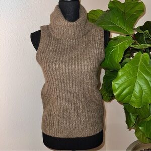 Ralph Lauren Women’s Sleeveless Turtleneck Brown Alpaca Blend Sweater NWT PM